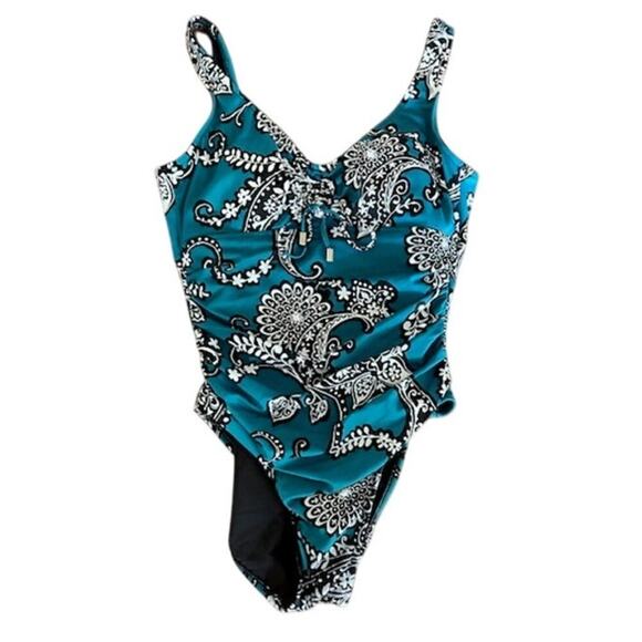 Magicsuit by Miraclesuit One-Piece Swimsuit – Teal & Black Paisley – Size M - Picture 1 of 4